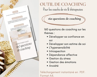 160 questions de coaching en français | Guide pour coach | Boîte à outil de coaching en français | PDF instantané | Outil de coaching