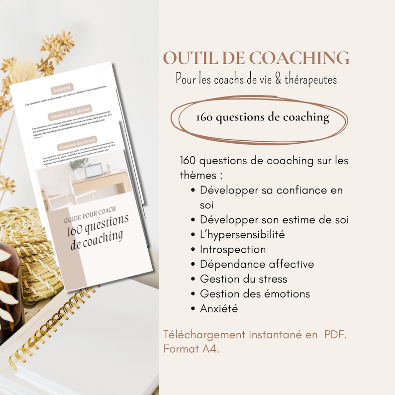 160 questions de coaching en français Guide pour coach Boîte à outil de coaching en français PDF instantané Outil de coaching image 1