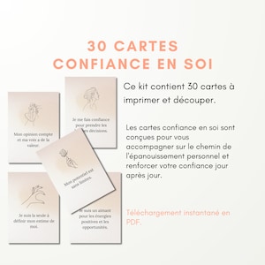 Carte affirmations positives en français à imprimer, confiance en soi, Santé mentale Bien être Pensée Positive Mantra PDF français