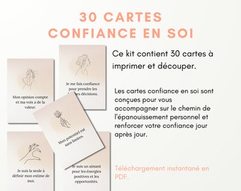 Carte affirmations positives en français à imprimer, confiance en soi, Santé mentale Bien être Pensée Positive Mantra PDF français