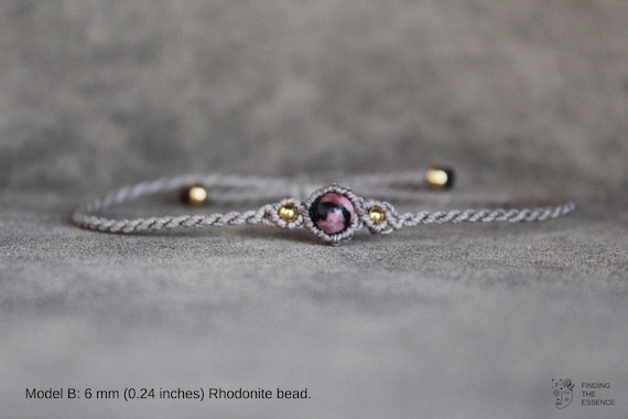 Bracelet Rhodonite perles naturelles - Laulima Bijoux et Décorations