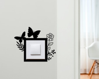 Light Switch Surround Butterfly Flowers Decorative Switch Plate Cover Frame | Choice Of Colours | Decorative Frame