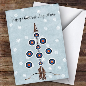 Archery Bow Arrow Target Tree Hobbies Personalised Christmas Card