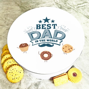 Round Best Dad Funny Pastry Characters Personalised Treat Tin