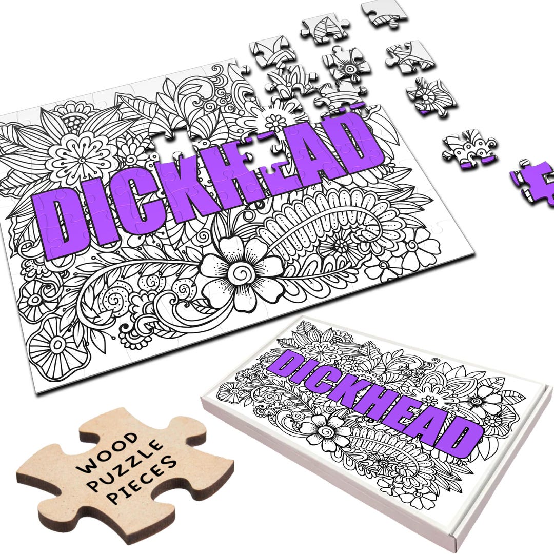 Purple Thing Rude Mandala D-ckhead Jigsaw Purple Rude Funny Gift Personalised Wooden ...