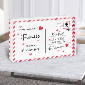 Bloc acrylique personnalisé cadeau d'anniversaire pour fiancée amour - cadeau personnalisé, cadeau souvenir, cadeau personnalisé