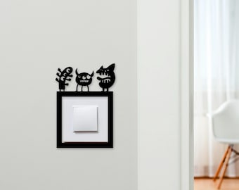 Light Switch Surround Cute Monsters Kids Room Decorative Switch Cover Frame | Choice Of Colours | Decorative Frame