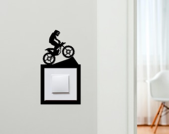 Light Switch Surround Motorbike Motorcross Decorative Switch Plate Cover Frame | Choice Of Colours | Decorative Frame