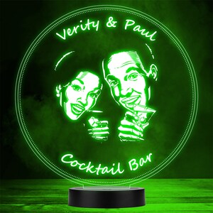 Couple Shadow Drinking Cocktails Home Bar Man Cave Colour Change Night Light
