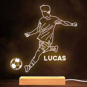 Football Player Kick Name Sport Personalised Gift Warm White Lamp Night Light