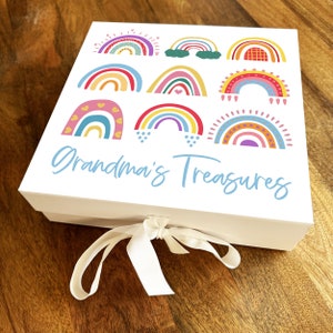 Rainbow Grandma's Treasures Caja de regalo personalizada de recuerdos cuadrados Memory Cesta