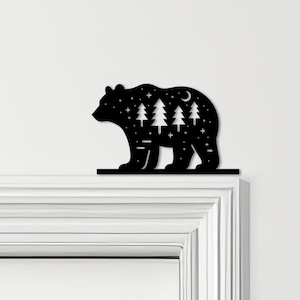 Adorno para puerta con forma de oso, decoración navideña, árboles, varios colores, letrero decorativo - Letrero para puerta, decoración de pared novedosa, arte para marcos de puertas, arte decorativo para puertas