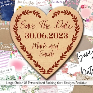 Couronne de cœur Automne Mariage en bois Save The Date Magnets & Backing Cards