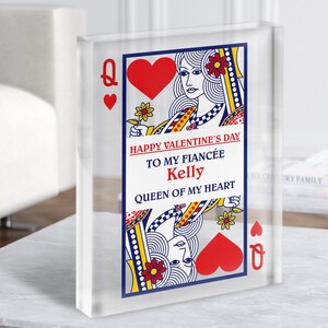 Biglietto regalo di San Valentino per la fidanzata Regina di cuore Blocco acrilico trasparente personalizzato - Regalo personalizzato, regalo ricordo, regalo personalizzato