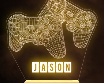 Gaming Controllers Gamer Name Personalised Gift Lamp Night Light