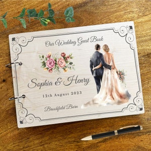 Notes de message aquarelle florale pour les mariés Livre d'or de mariage souvenir Livre d'or de mariage personnalisé Livre d'or livre d'or livre souvenir