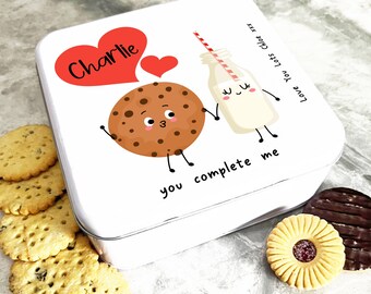 Lata de galletas personalizada con regalo romántico cuadrado de galleta de chocolate y leche