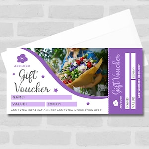 Florist Blumen Floral Lila Alle Details perforiert Business-Geschenk-Gutschein