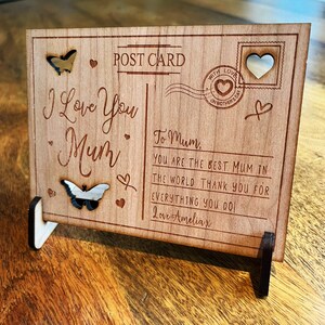 Mama Ich Liebe Dich Schmetterling Muttertag Personalisierte Karte Holz Postkarte Geschenk