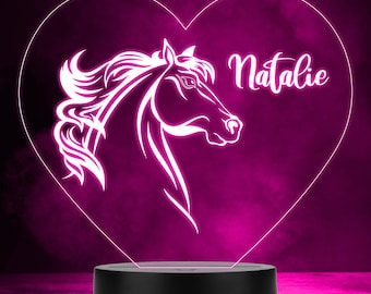 Cabeza de caballo línea arte estilo cambio de color regalo personalizado lámpara LED luz nocturna / regalo personalizado / lámpara de dormitorio / luz personalizada