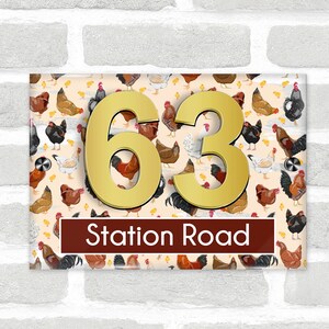 Chickens Poultry 3D Acrylic House Address Sign Door Number Plaque