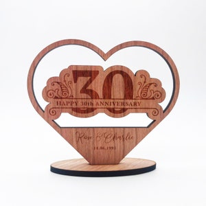 Happy 30th Heart Wedding Anniversary Floral Heart Keepsake Personalised Gift