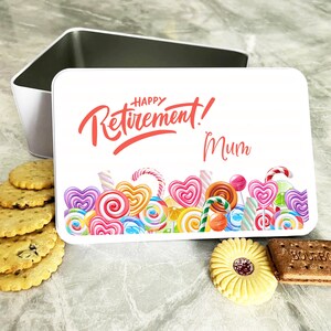 Colourful Candies Mum Retirement Rectangle Personalised Treat Tin