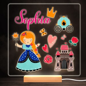Princess Girl Fairy-tale Pink Bright Square Personalised Gift Lamp Night Light | Personalised Gift | Bedroom Lamp | Personalised Light