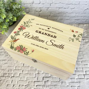 Wonderful Grandad Memories Vintage Memorial Caja de recuerdos de madera personalizada - Caja de almacenamiento de memoria - Cajas de memoria de madera conmemorativas