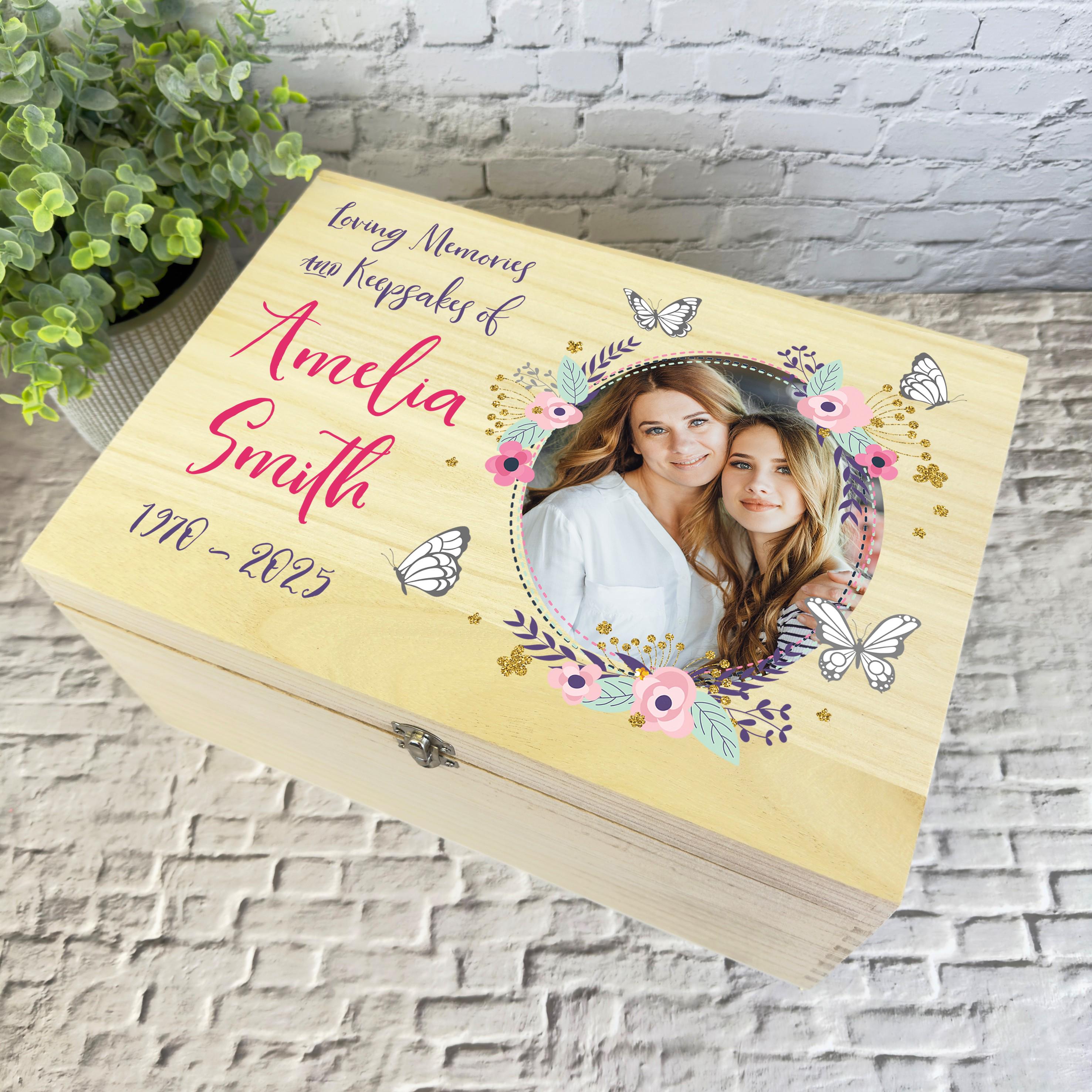 Loving Memory Female Photo Flowers Memorial Personalised Wooden ...