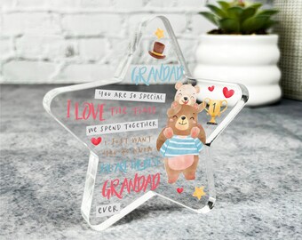 Benutzerdefinierte Ornament Geschenk für Best Grandad Bear Star Plaque Andenken Geschenk - Geschenk, individuelles Geschenk, Schmuckstück, Ornament, Acryltafel