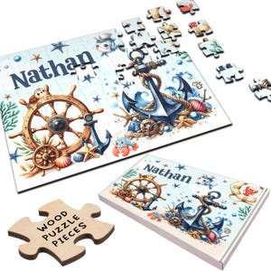 Nautical Under The Sea Gift For Kids Children Personalised Wooden Jigsaw Puzzle | Personalized Gift, Custom Puzzle, Quality Wood, Fun Gift