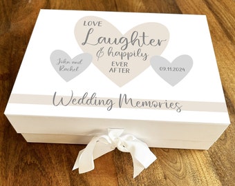Heart Love Laughter Quote Personalised Wedding Day Keepsake Gift Memory Box