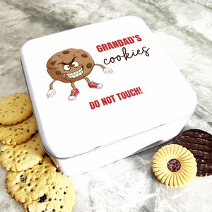 Square Funny Angry Cookie Grandad&#39;s Personalised Biscuit Tin