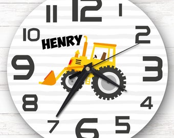 Digger Construction Boy's Room Custom Gift Personalised Clock