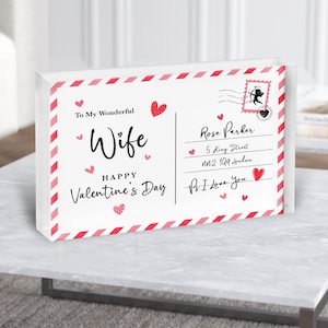 Valentinstag Geschenk für Frau Liebe Postkarte personalisierte Acrylblock - personalisiertes Geschenk, Andenken Geschenk, individuelles Geschenk
