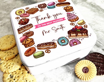 Square Colourful Bakes Frame Best Teacher Personalised Cake Tin