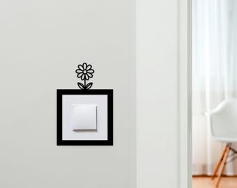 Light Switch Surround Single Flower Decorative Switch Plate Cover Frame | Choice Of Colours | Decorative Frame