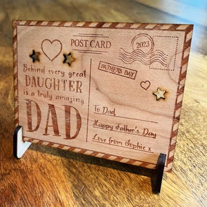 Grande filha incrível pai dia dos pais cartão personalizado cartão postal de madeira presente