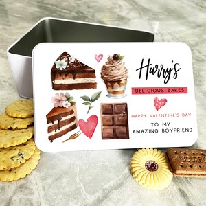 Boyfriend Watercolour Cakes Valentine&#39;s Day Gift Personalised Cake Tin