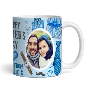 Bonne fête des pères, cadeau pour papa, articles bleus, photo, café, tasse à thé, mug personnalisé, cadeau personnalisé