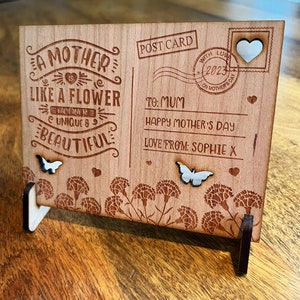 Mama Muttertag Blumen Personalisierte Karte Gravierte Holz Postkarte Geschenk