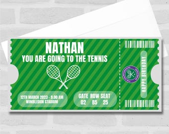 You Are Going To The Tennis Personalised Surprise Ticket Gift Voucher- Coupon, Surprise Reveal, Voucher, Ticket, Card