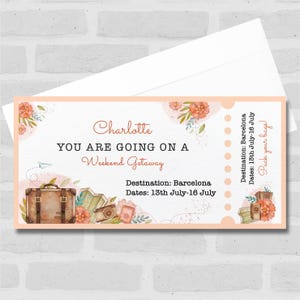 Buono regalo biglietto a sorpresa personalizzato per vacanze in città, weekend, buono regalo - Buono, sorpresa rivelata, buono, biglietto, carta