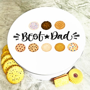 Round Best Dad Cookies Personalised Biscuit Tin