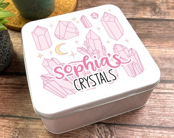 Kolekcja Square Pretty Pink Moon Design Personalizowana puszka do przechowywania kryształów