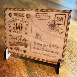 30 Jahre Hochzeitstag 30 Jahre Perle Personalisierte Karte Holz Postkarte Geschenk