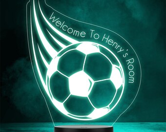 Boys Football Flying Personalised Gift Colour Changing LED Lamp Night Light