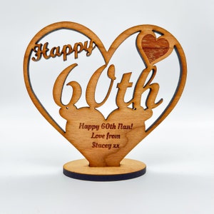 Happy 60th Special Birthday Heart Engraved Keepsake Personalised Gift