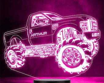 Monster TRUCK Auto Motor Fan personalisiertes Geschenk Farbwechsel LED Lampe Nachtlicht